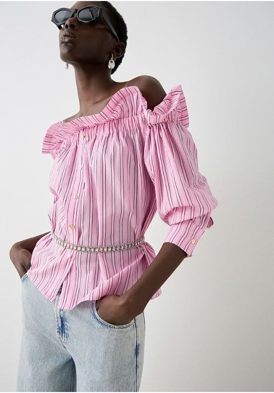 BLUSA RAYAS ROSA