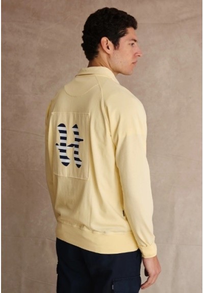 SUDADERA H RAYAS AMARILLA