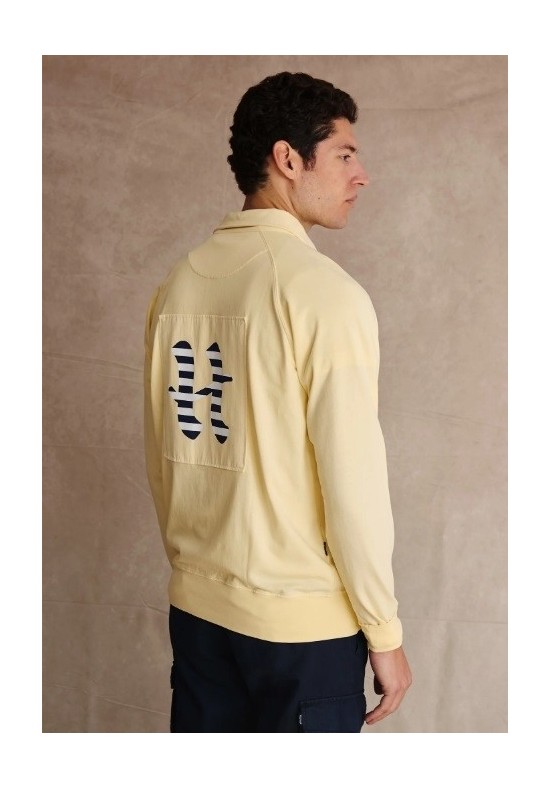 SUDADERA H RAYAS AMARILLA