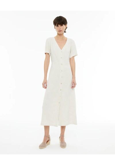 VESTIDO MIDI DE MANGA CORTA