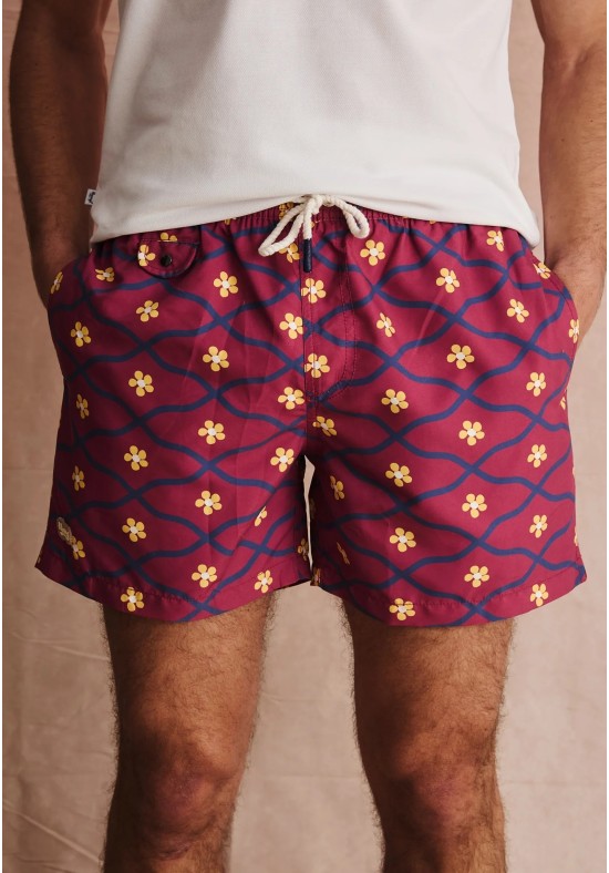 BAÑADOR FLORES BURDEOS