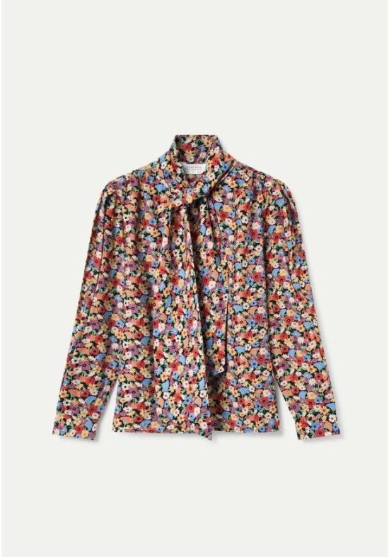 CAMISA DE FLORES CON LAZADA